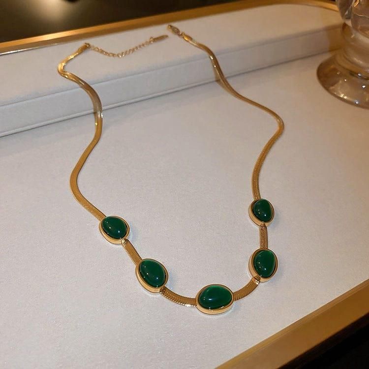 GREEN STONE CYSTAL NECKLACE SET 🎁